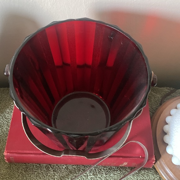 RUBY RED ANCHOR HOCKING VINTAGE ICE BUCKET - Picture 3 of 7